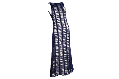 Vintage Amaya Arzuaga mohair open ladder knit sleeveless long dress / Made in Spain