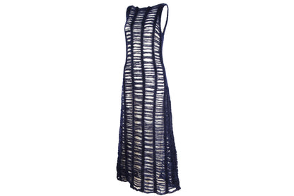 Vintage Amaya Arzuaga mohair open ladder knit sleeveless long dress / Made in Spain