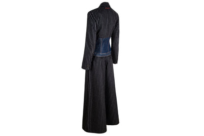 90s Jean Paul Gaultier denim corset hybrid split two piece suit / Made in Italy