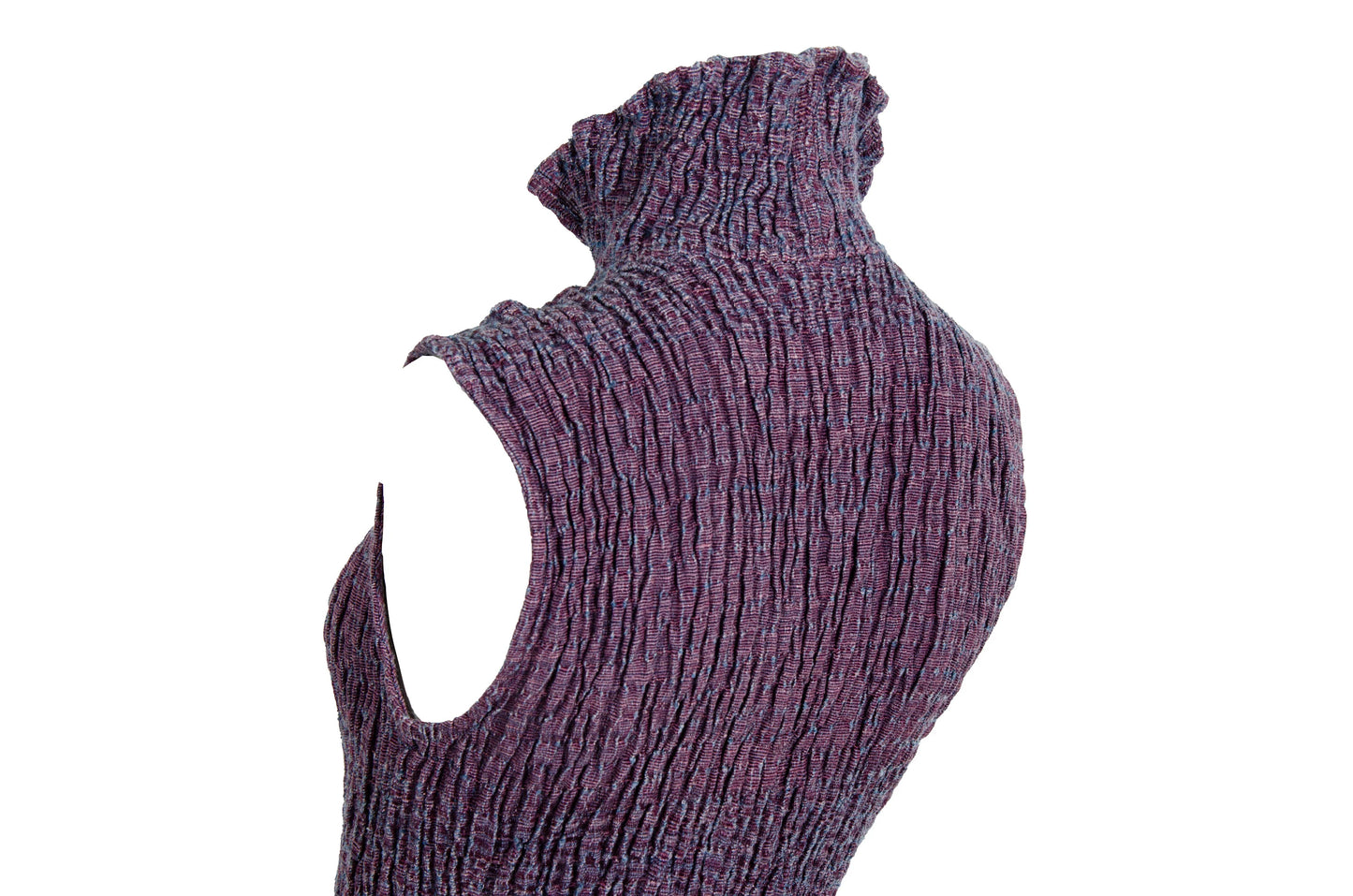 Vintage Akihiko Izukura silk wool and linen handwoven pleated button front sleeveless tunic / Handmade in Japan