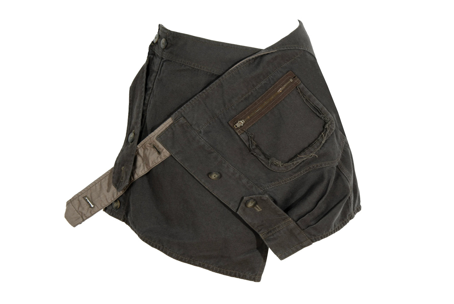 Vintage Japanese brand asymmetrical deconstructed wrap mini skirt / Made in Japan