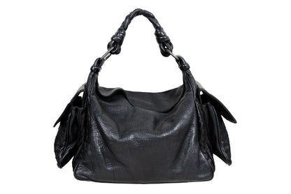 Vintage Bottega Veneta Cocker black Intrecciato leather hobo bag / Made in Italy