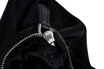 Vintage Prada black nylon bag with leather handles / Made in Italy