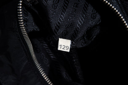 Vintage Prada black nylon bag with leather handles / Made in Italy