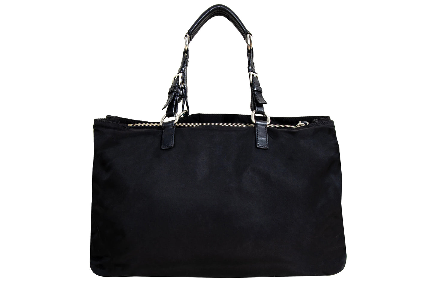 Vintage Prada black nylon bag with leather handles / Made in Italy