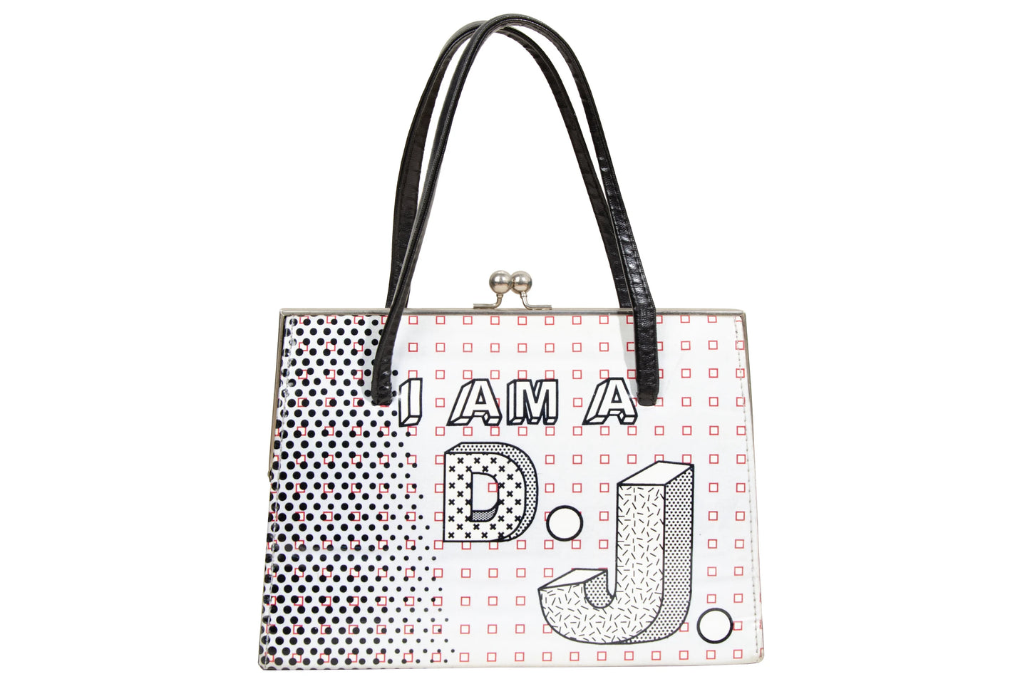 Vintage ANTONI & ALISON "I am a DJ" bag / Rare collector designer bag / Graphic print drawing canvas clear plastic rigid bag