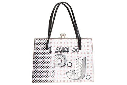 Vintage ANTONI & ALISON "I am a DJ" bag / Rare collector designer bag / Graphic print drawing canvas clear plastic rigid bag