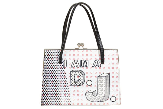 Vintage ANTONI & ALISON "I am a DJ" bag / Rare collector designer bag / Graphic print drawing canvas clear plastic rigid bag