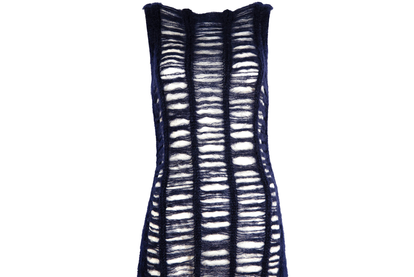 Vintage Amaya Arzuaga mohair open ladder knit sleeveless long dress / Made in Spain