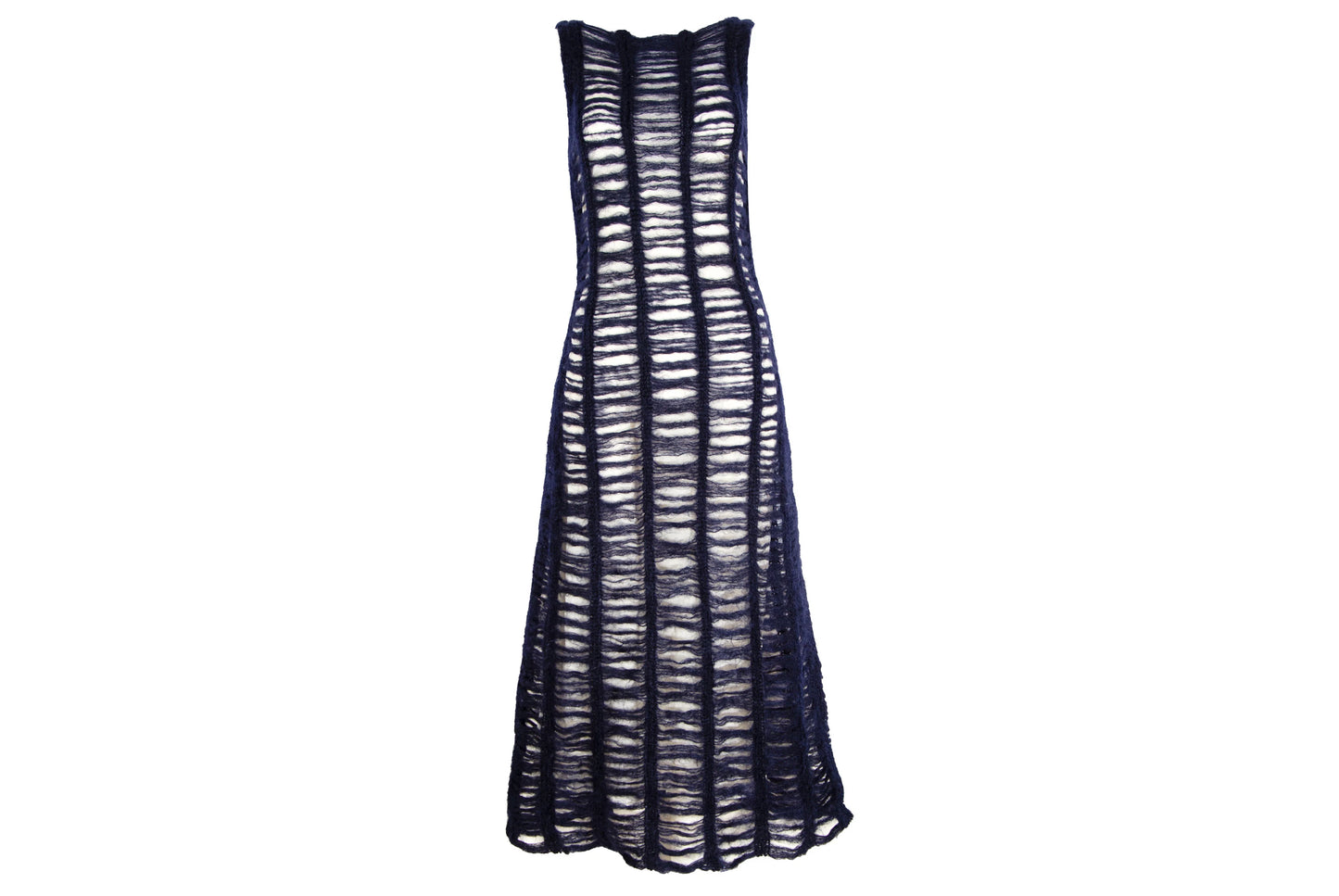 Vintage Amaya Arzuaga mohair open ladder knit sleeveless long dress / Made in Spain