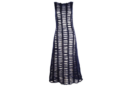 Vintage Amaya Arzuaga mohair open ladder knit sleeveless long dress / Made in Spain