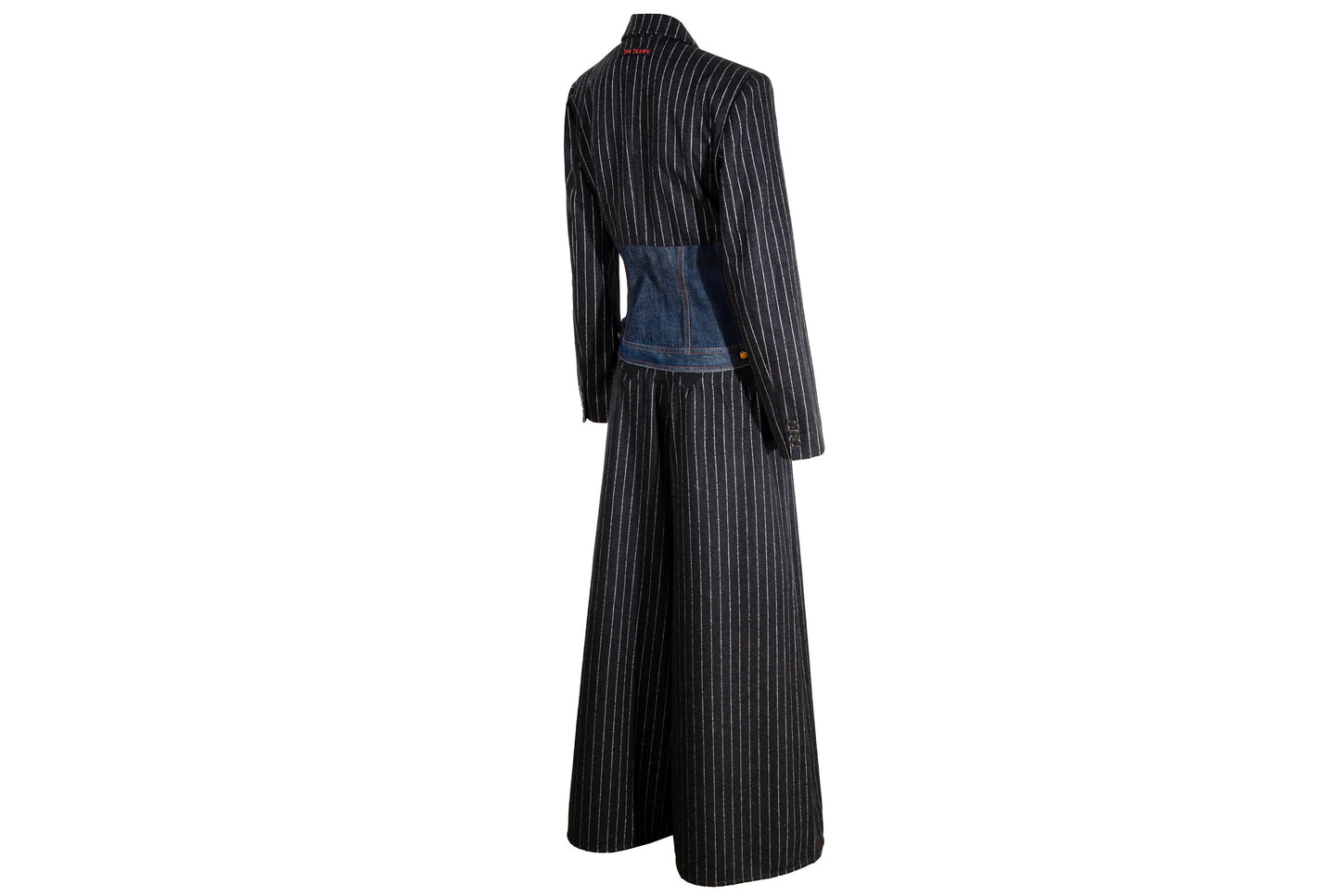 90s Jean Paul Gaultier denim corset hybrid split two piece suit / Made in Italy