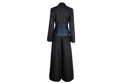 90s Jean Paul Gaultier denim corset hybrid split two piece suit / Made in Italy
