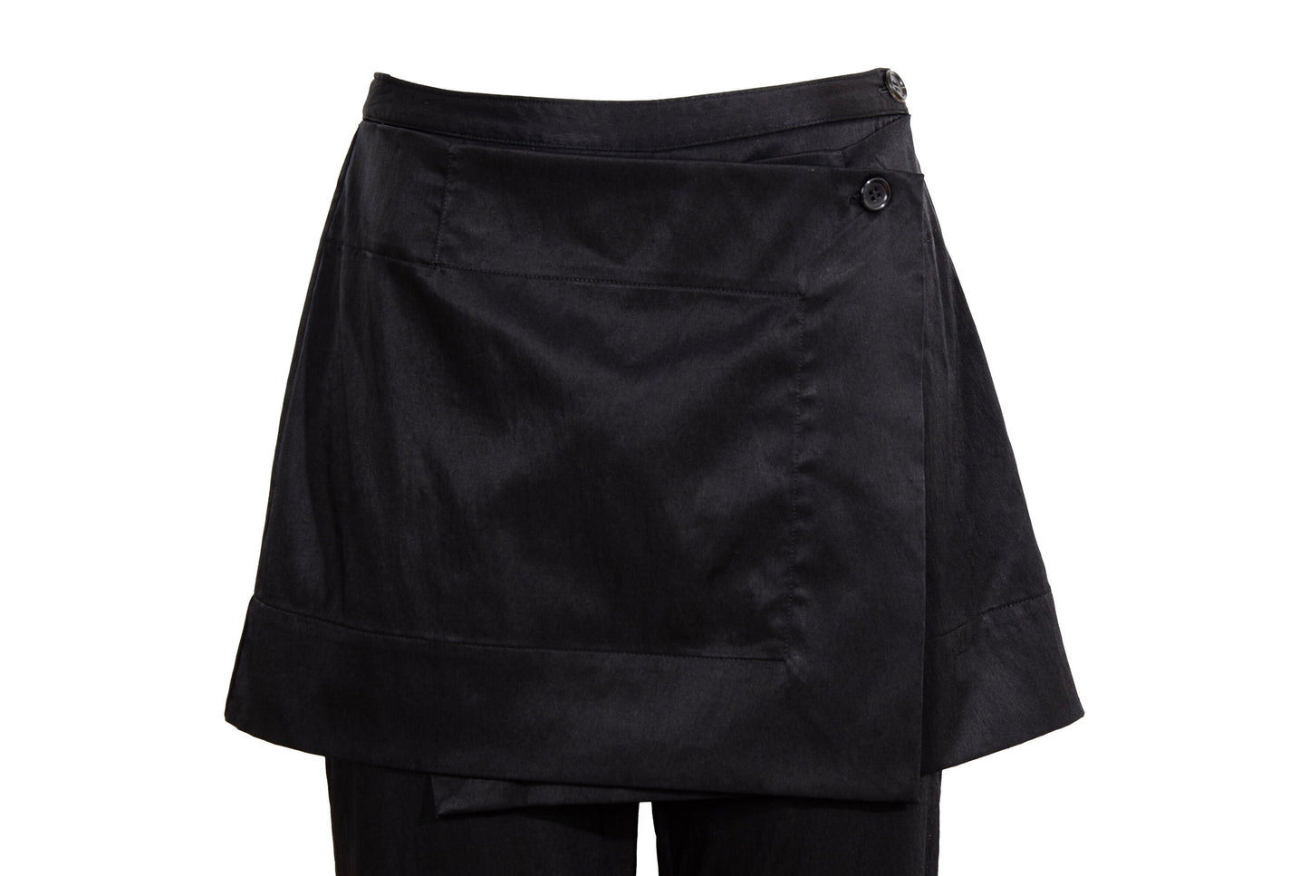90s Issey Miyake black pants with integrated wrap skirt / Made in Japan