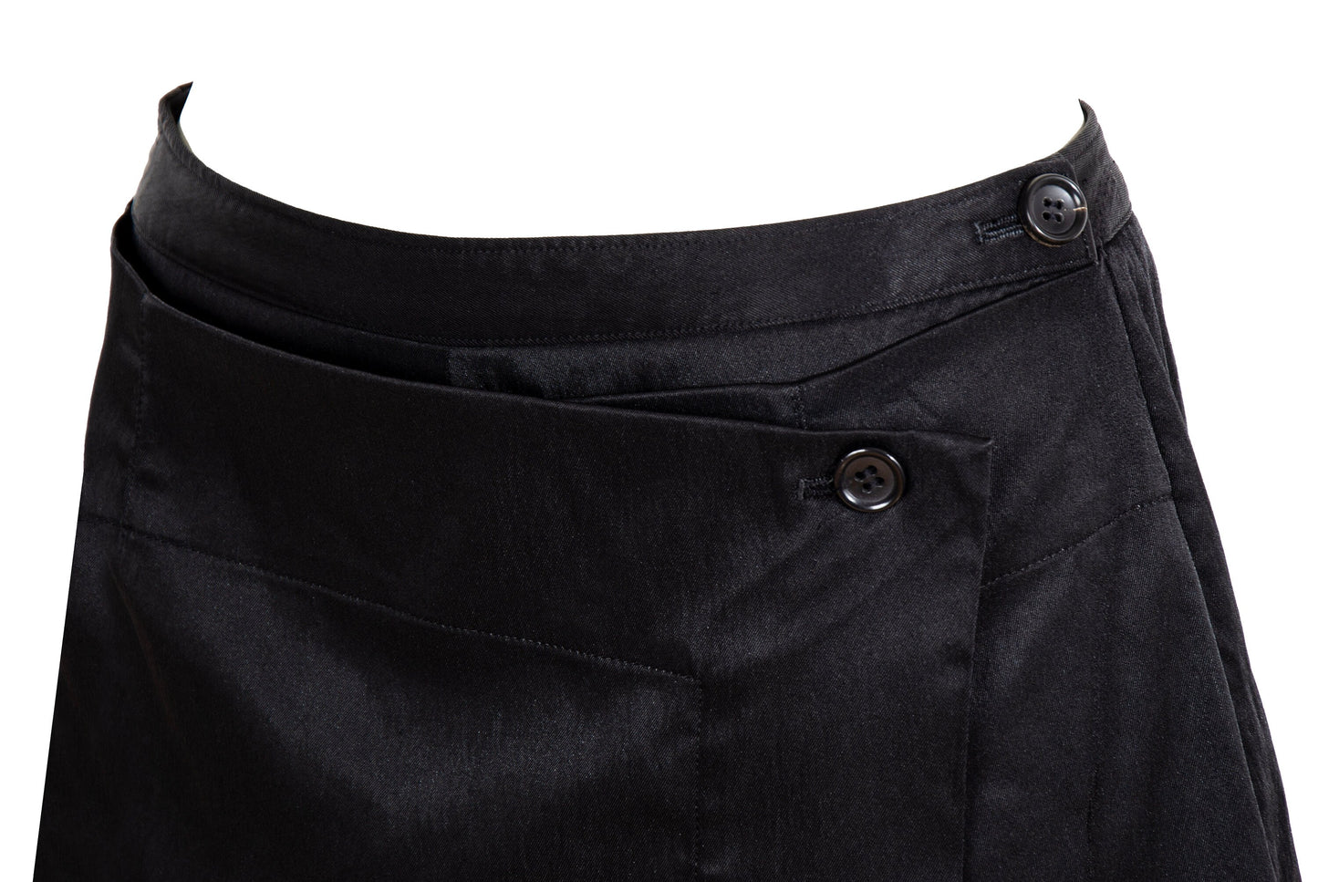 90s Issey Miyake black pants with integrated wrap skirt / Made in Japan
