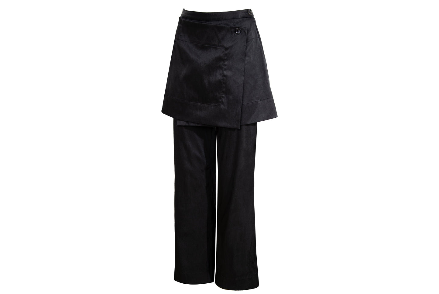 90s Issey Miyake black pants with integrated wrap skirt / Made in Japan