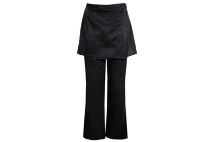 90s Issey Miyake black pants with integrated wrap skirt / Made in Japan
