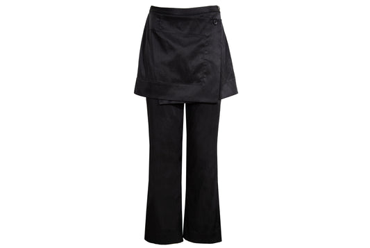 90s Issey Miyake black pants with integrated wrap skirt / Made in Japan