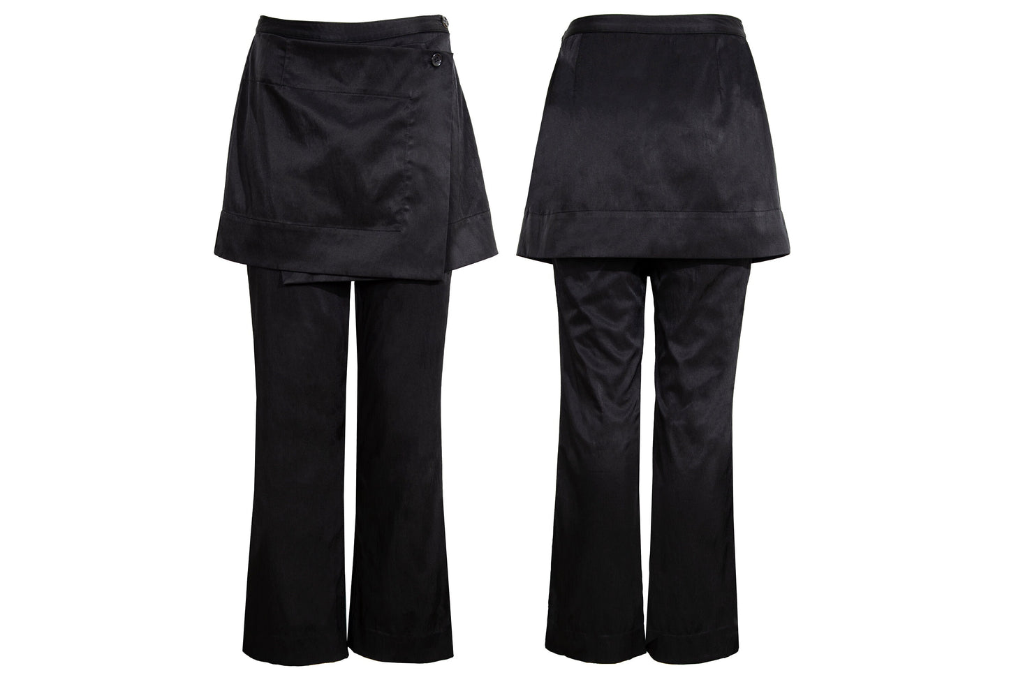 90s Issey Miyake black pants with integrated wrap skirt / Made in Japan