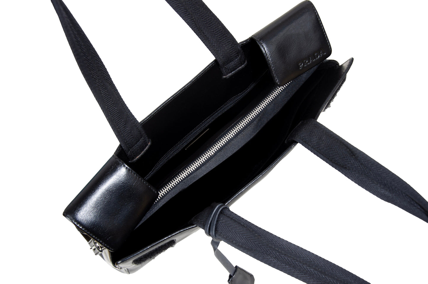 1990s Prada black box leather square tote bag / Made in Italy