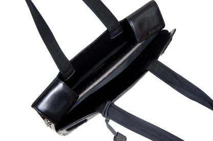 1990s Prada black box leather square tote bag / Made in Italy