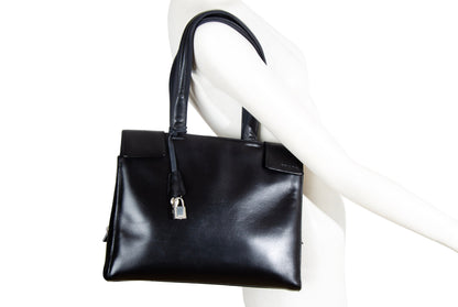 1990s Prada black box leather square tote bag / Made in Italy