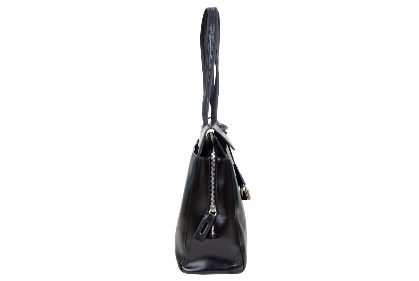 1990s Prada black box leather square tote bag / Made in Italy