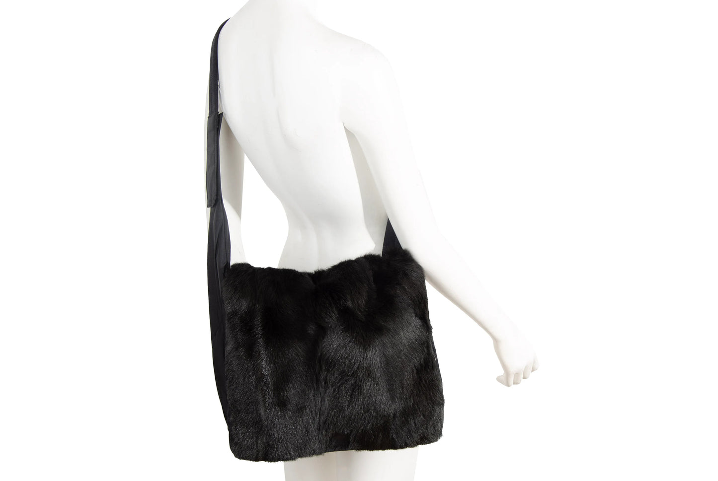 F/W 1999 Prada black goat fur side crossbody bag / Made in Italy