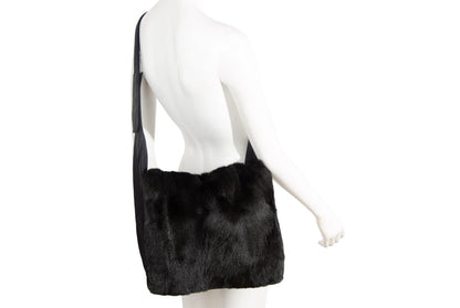 F/W 1999 Prada black goat fur side crossbody bag / Made in Italy