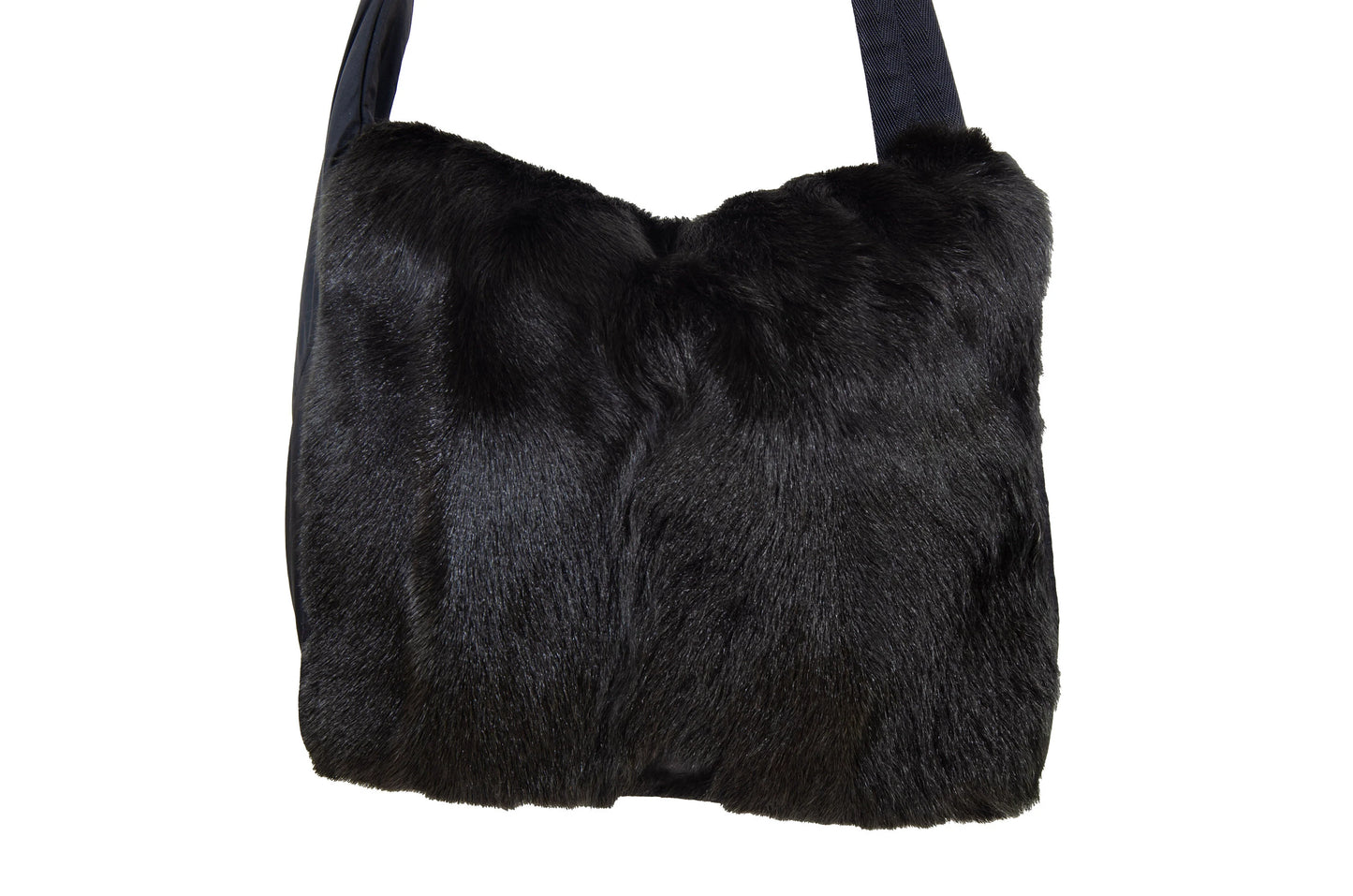 F/W 1999 Prada black goat fur side crossbody bag / Made in Italy