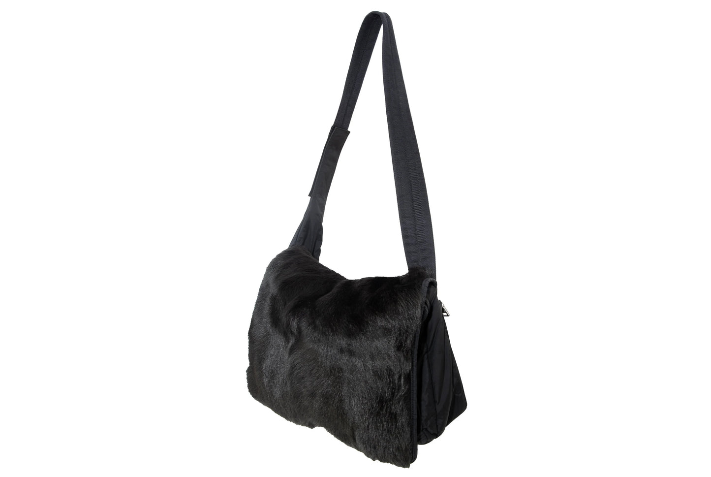 F/W 1999 Prada black goat fur side crossbody bag / Made in Italy