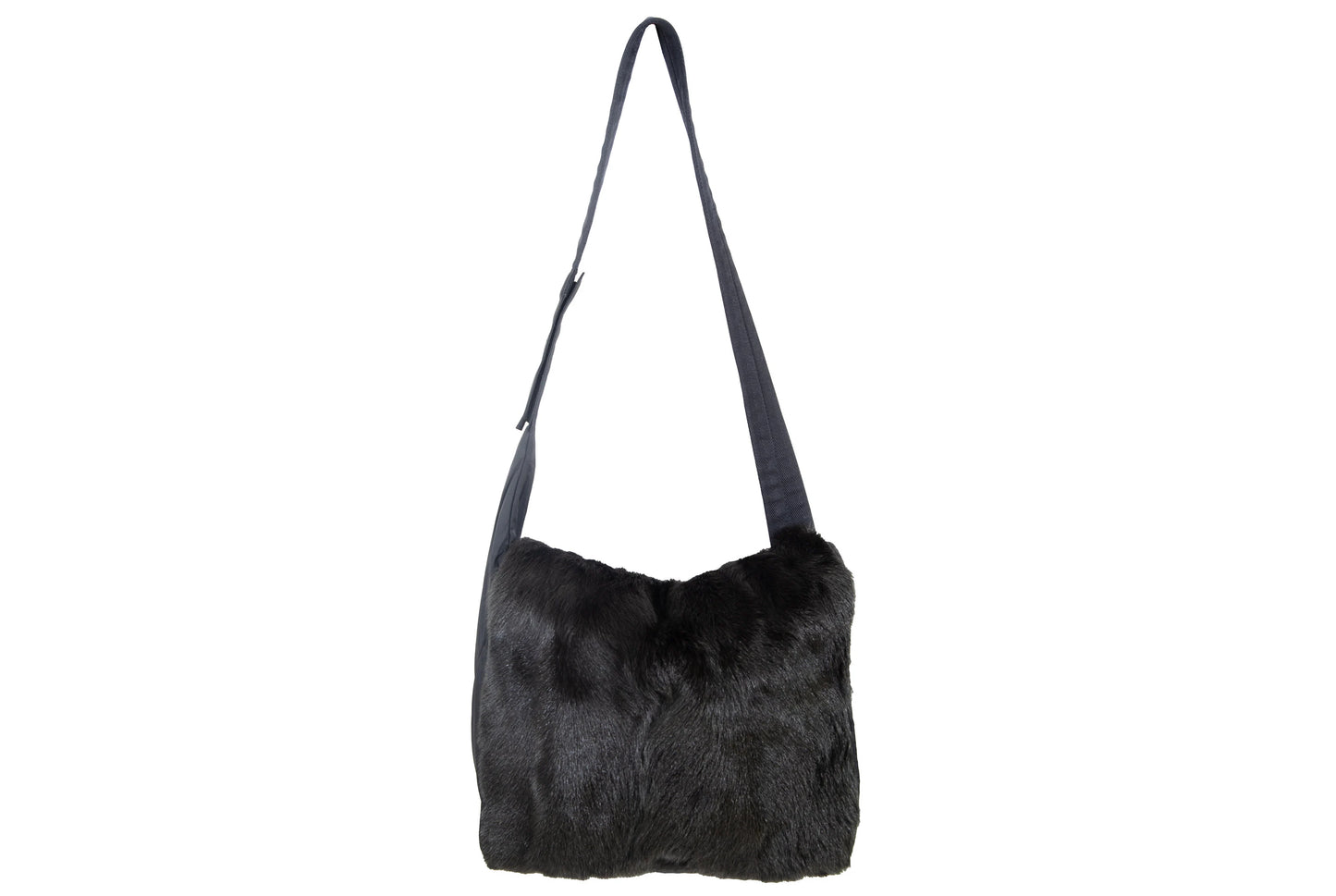 F/W 1999 Prada black goat fur side crossbody bag / Made in Italy
