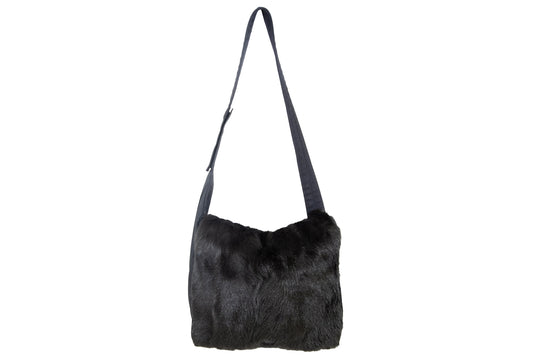 F/W 1999 Prada black goat fur side crossbody bag / Made in Italy