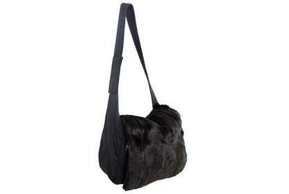 F/W 1999 Prada black goat fur side crossbody bag / Made in Italy
