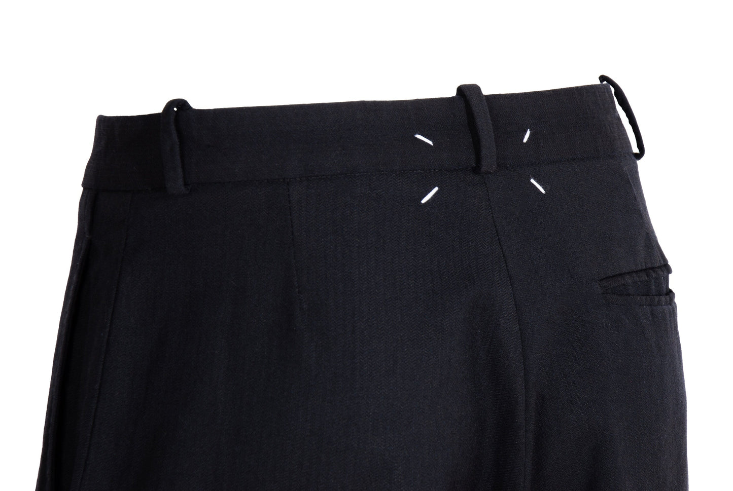 Vintage Margiela white label 100% wool herringbone wide leg drop crotch trousers