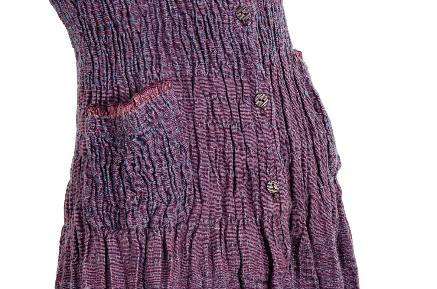 Vintage Akihiko Izukura silk wool and linen handwoven pleated button front sleeveless tunic / Handmade in Japan