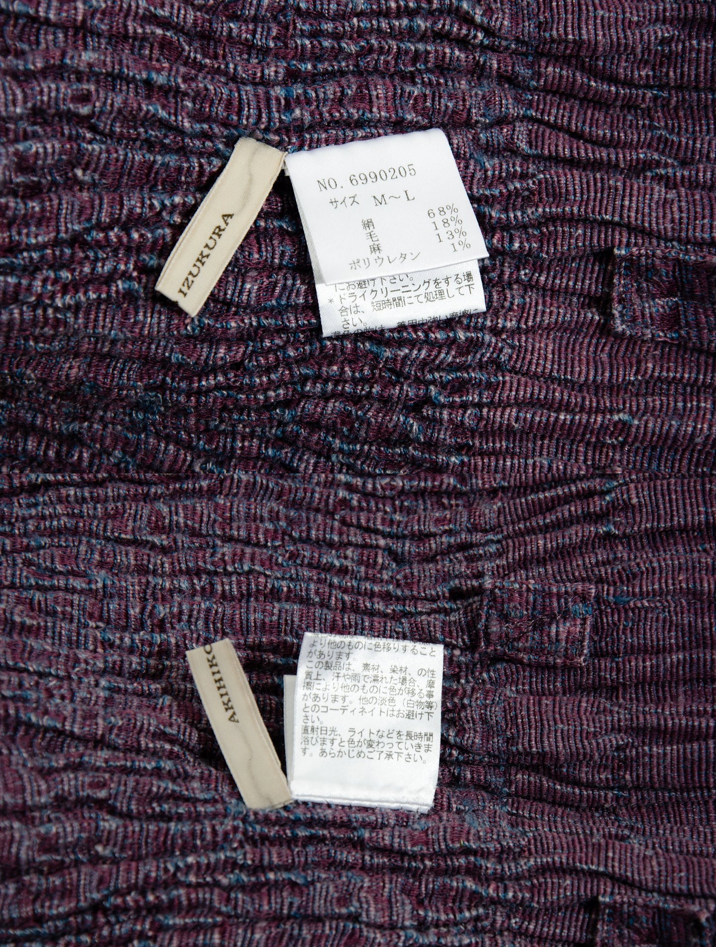 Vintage Akihiko Izukura silk wool and linen handwoven pleated button front sleeveless tunic / Handmade in Japan