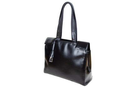 1990s Prada black box leather square tote bag / Made in Italy