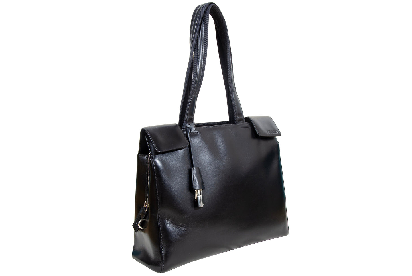 1990s Prada black box leather square tote bag / Made in Italy