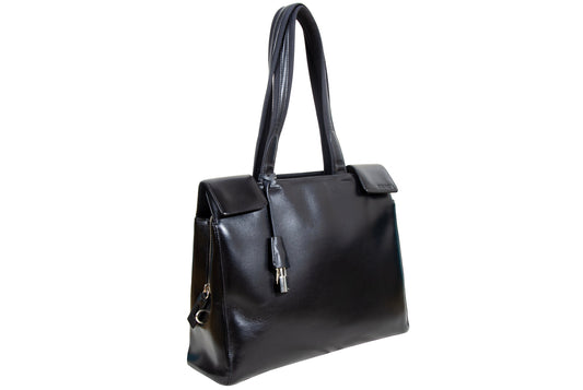 1990s Prada black box leather square tote bag / Made in Italy