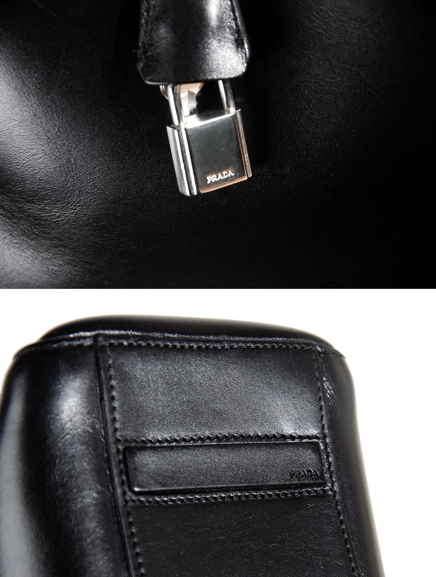 1990s Prada black box leather square tote bag / Made in Italy
