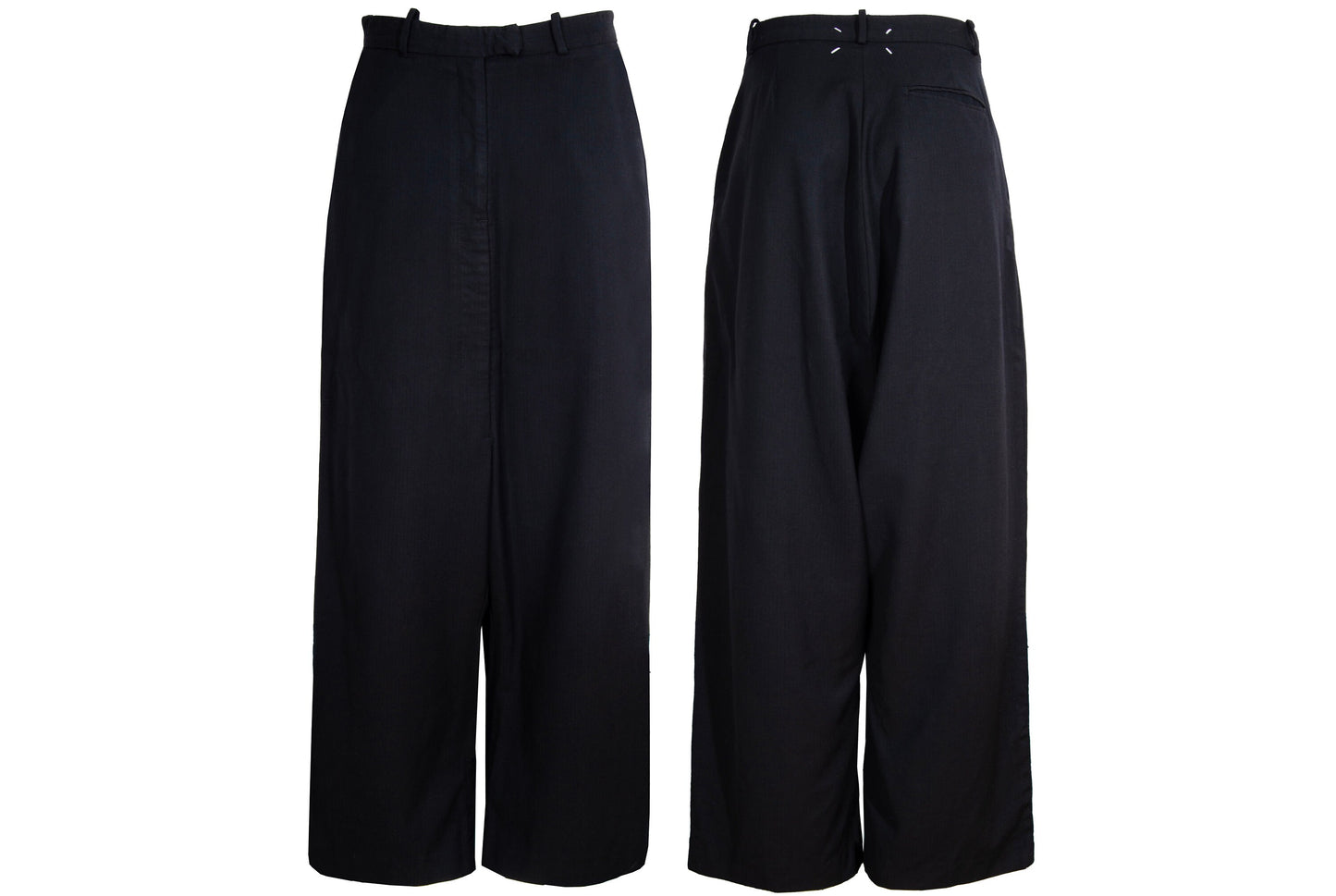 Vintage Margiela white label 100% wool herringbone wide leg drop crotch trousers