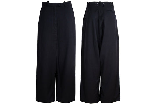 Vintage Margiela white label 100% wool herringbone wide leg drop crotch trousers