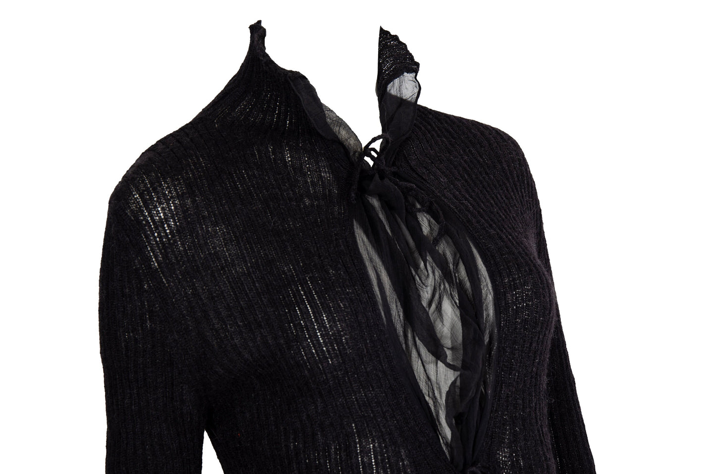 Vintage Jean Paul Gaultier alpaca knit and sheer mesh sweater / Made in Italy