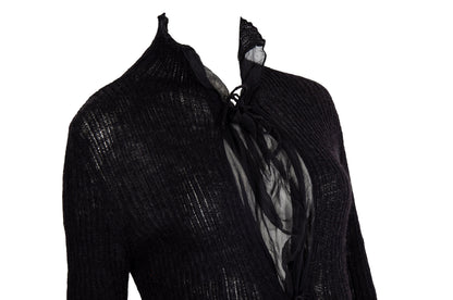 Vintage Jean Paul Gaultier alpaca knit and sheer mesh sweater / Made in Italy