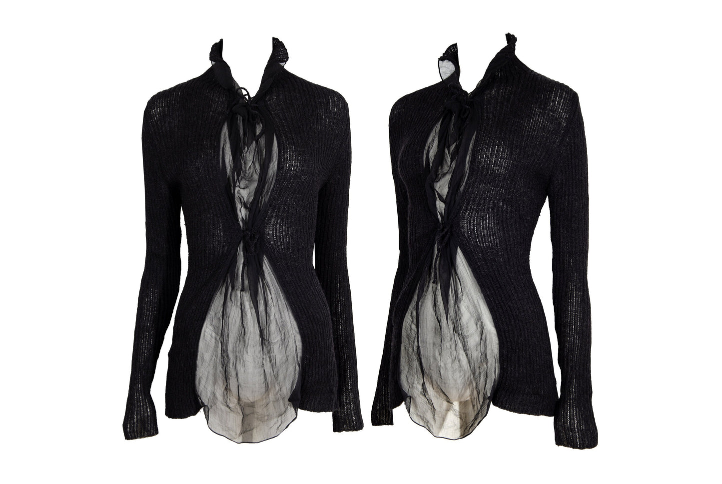 Vintage Jean Paul Gaultier alpaca knit and sheer mesh sweater / Made in Italy