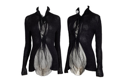 Vintage Jean Paul Gaultier alpaca knit and sheer mesh sweater / Made in Italy