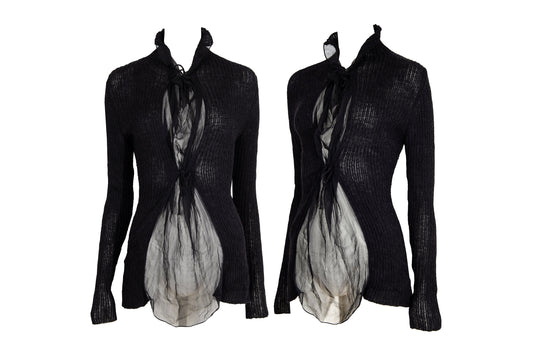 Vintage Jean Paul Gaultier alpaca knit and sheer mesh sweater / Made in Italy