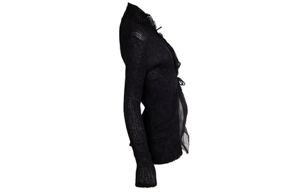 Vintage Jean Paul Gaultier alpaca knit and sheer mesh sweater / Made in Italy
