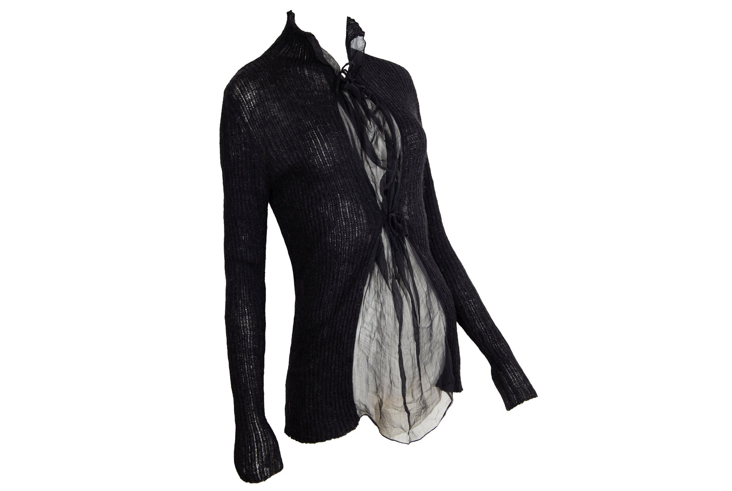 Vintage Jean Paul Gaultier alpaca knit and sheer mesh sweater / Made in Italy